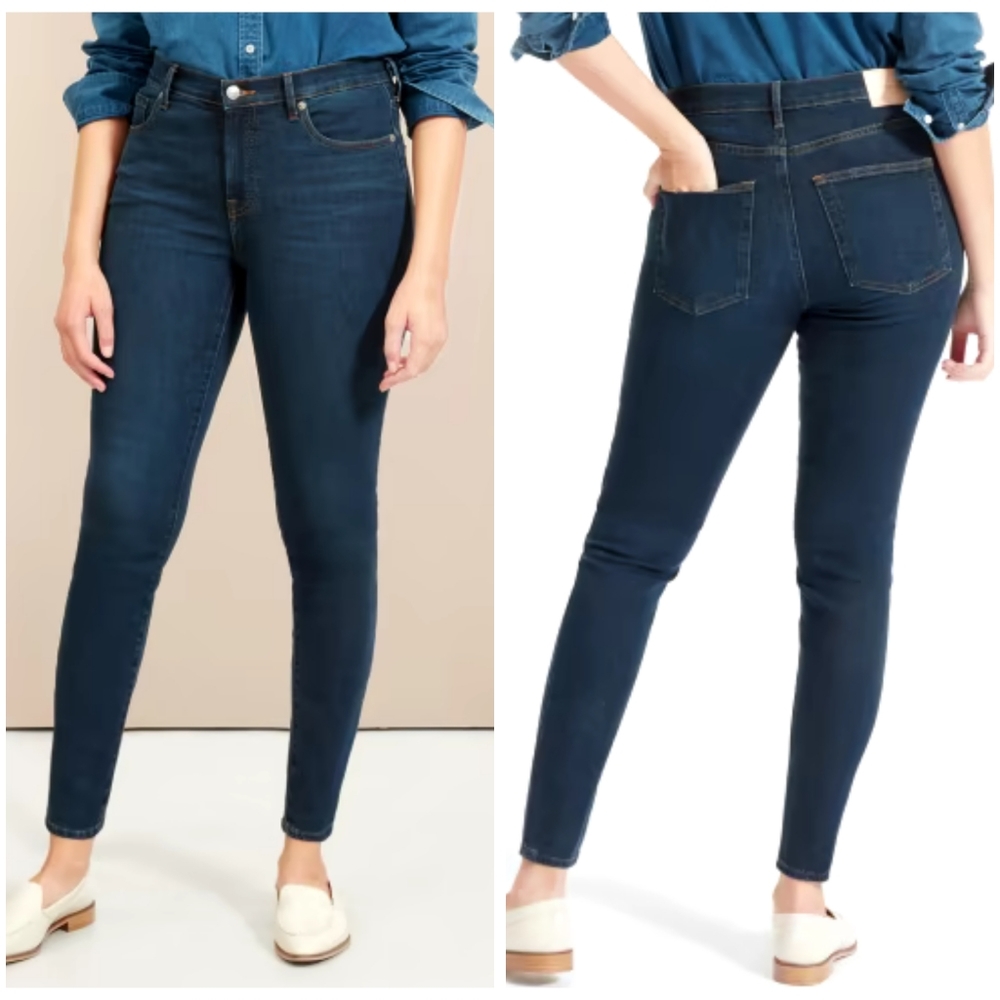 Everlane Authentic Stretch 10" Mid Rise Skinny Medium Dark Wash Size 29 Jeans